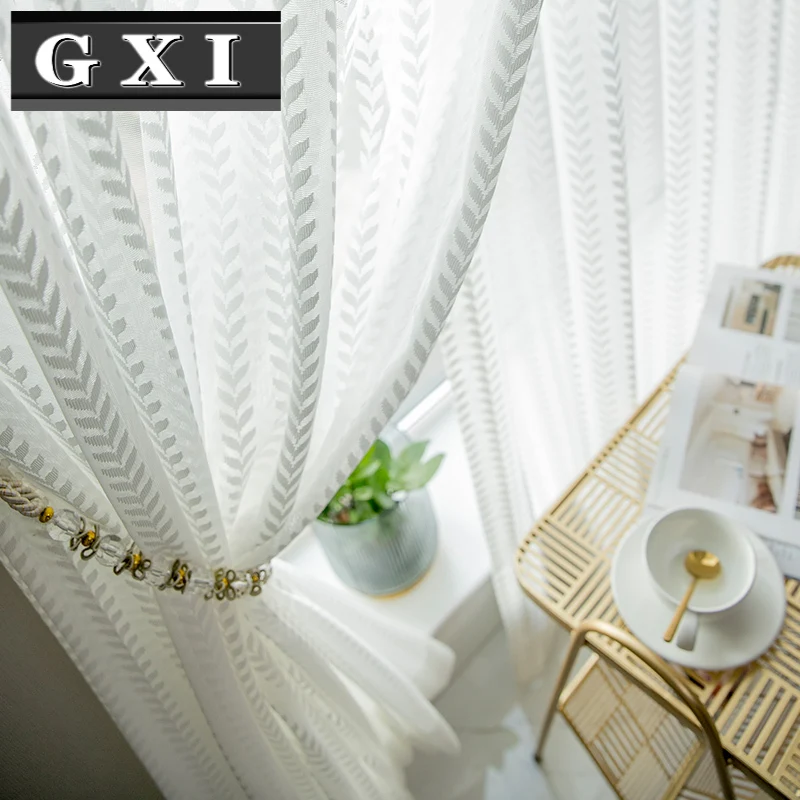 GXI шторы для кухонного окна гибкие мягкие белые прозрачные гостиной с узором в