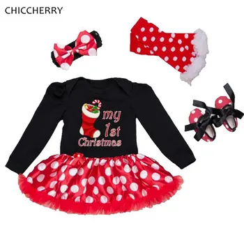 

Long Sleeve Girls Christmas Dress Headband Crib Shoes Leg Warmer Newborn Tutu Sets Clothing My First Christmas Baby Girl Clothes