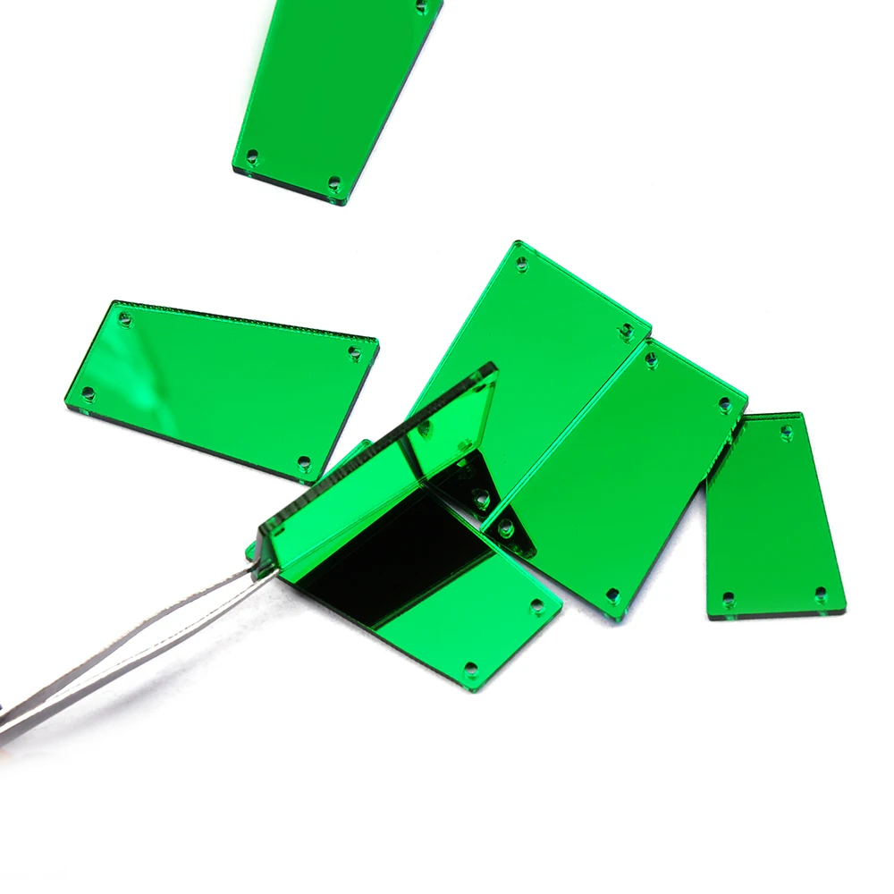 Green YANRUO, 30 шт., зеркальная стрела, стеклянные Швейные отверстия, стразы с плоской задней частью, Пришивные зеркала, платье, сшитое кристаллами для одежды - Цвет: Green