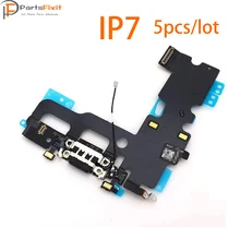 5pcs Charging Flex For IP7 USB Charger Port Dock Connector With Mic Flex Cable for iP Headphone Jack Flex Original Quality