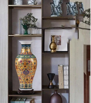 

CHINESE PALACE CERAMIC FLOOR LARGE VASE+BASE ORNAMENTS HOME FURNISHING LIVINGROOM TBALE FIGURINES CRAFTS OFFICE DESK DECORATION