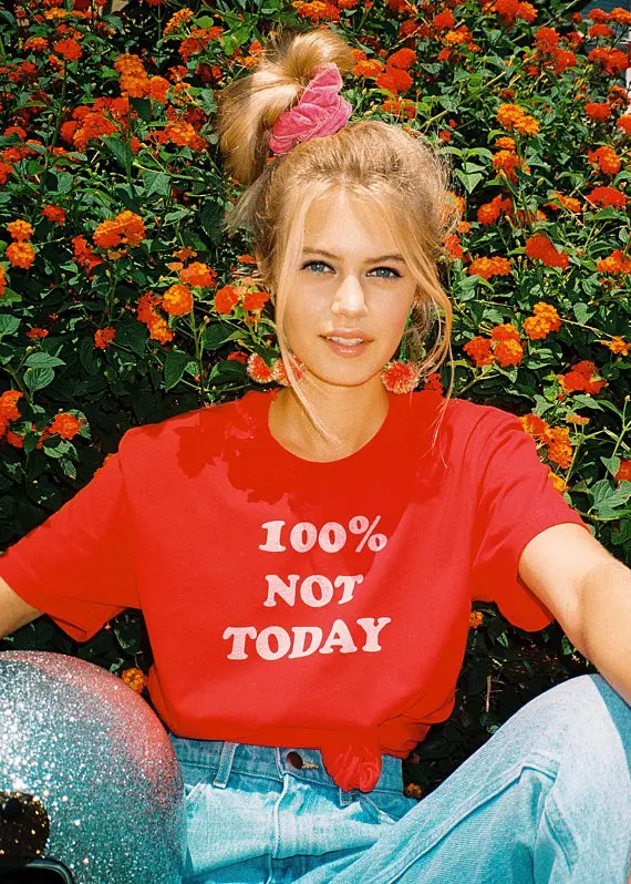 Mujeres divertidas Tumblr gráfico camisetas verano estilo traje Tops moda ropa 100% no hoy camiseta rojo cereza Vintage camiseta - AliExpress Ropa de