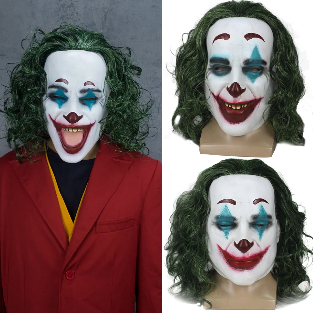 

The Dark Knight Joker Latex Mask Prom Funny Cosplay Props Batman Movie Holiday party high quality dress up Crazy clown player