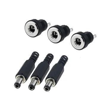 

10PCS DIY DC Power Connector 1.35x3.5mm Female Plug Jack + Male Plug Jack Socket Adapter For 8mm Power Plug Panel Socket