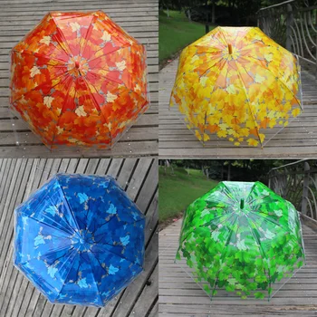 

Small fresh student literature fan maple leaf transparent Apollo umbrella custom company gift advertising printing LOGO