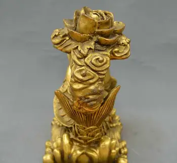 

Collect China fengshui old Bronze fish ruyi two dragon auspicious peony statue