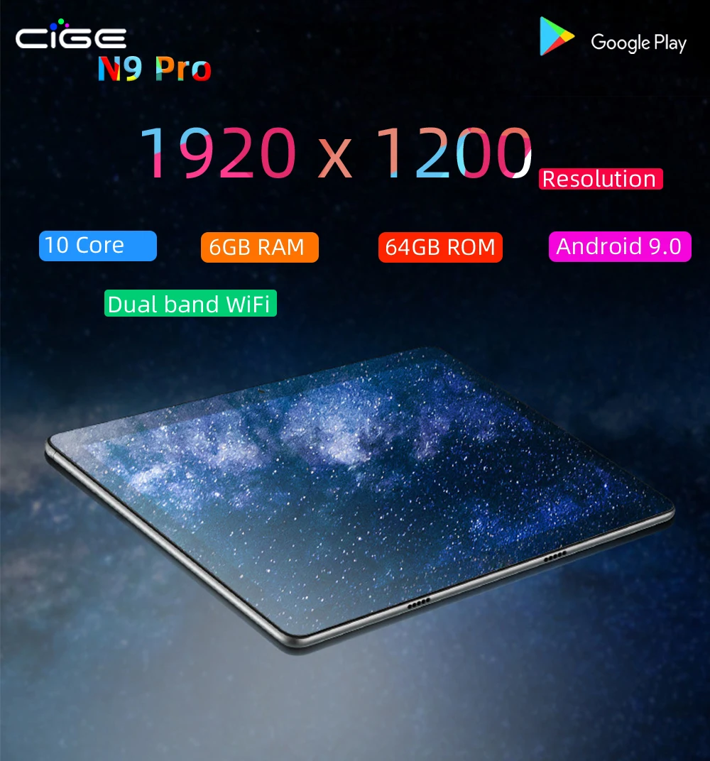 1920X1200 10,1 дюймов Android 9,0 Tablet pc 10 core 4G Lte телефонные звонки планшеты 6 Гб ram 64 Гб rom dual wifi band 2,4G 5G dual sim