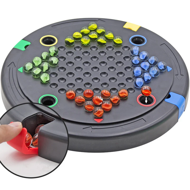 

Hot Classic Chinese Checkers Chess Set Fine Storable Multicolor Glass Beads Chessboard Children Family Strategy Board Game Gifts