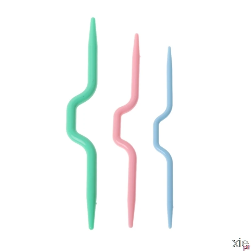 

3pcs Plastic Twist Curved Needles Scarf Sweater Knitting DIY Weaving Tool Craft