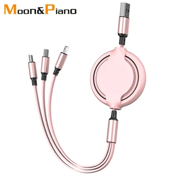 

3 In 1 USB Charge Cable Fast Charging Adjustable Micro Type-C USB Wire Retractable Portable Charger Cable Mobile Data Cable