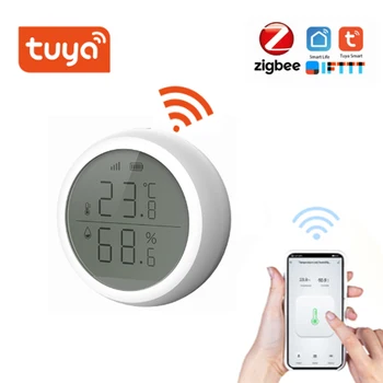 

ZigBee Smart Temperature Humidity Sensor LCD Screen Display Work With TuYa ZigBee Battery Powered Security Alarm Alexa Smart Hom