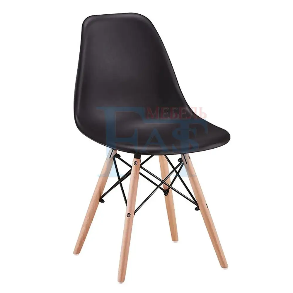 2 шт. для обеденного стула на Бука ноги с арт-дизайн Жесткий пластиковое сиденье ПП кухонное кресло домашний стул для совещаний черный стул