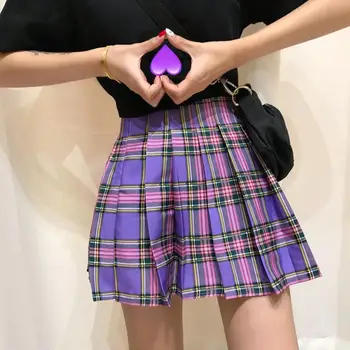 

Summer Plaid A-Line Japanese Kawaii Mini Skirt Women Student School Uniform Sailor Skirts Female Sweet Cute Casual Skirt