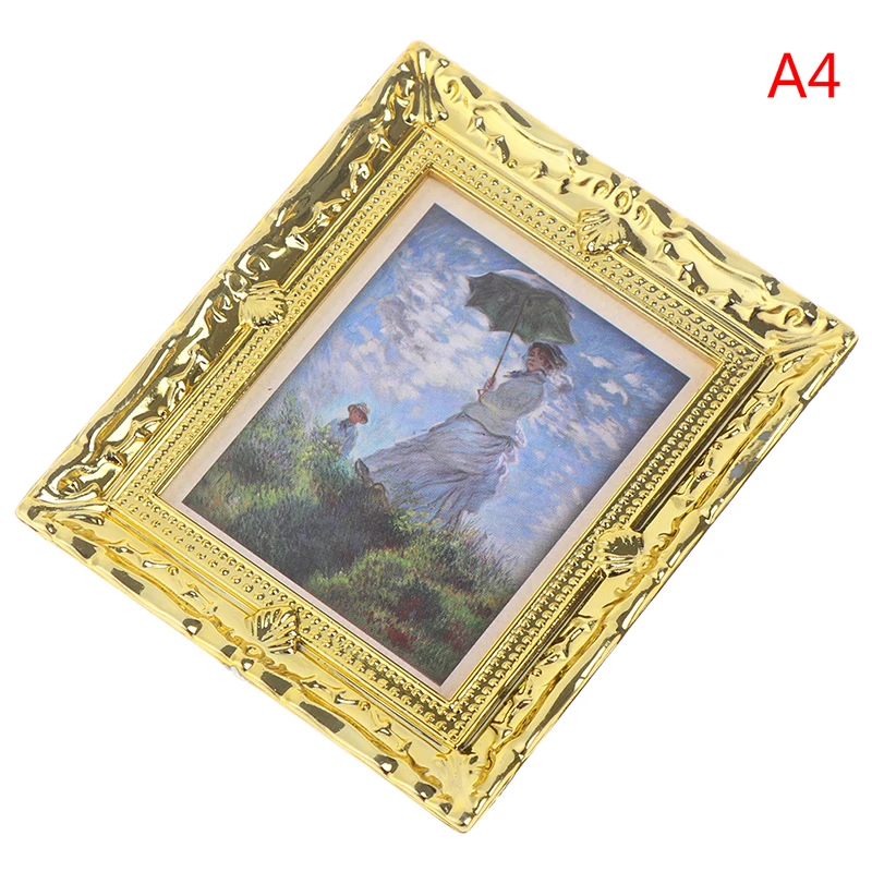 DIY кукольный домик Miniaturas 1:12 квадратная картина маслом для украшения Кукольный домик миниатюры аксессуары для 1:12 Цветочная живопись кукольный домик - Цвет: as pic