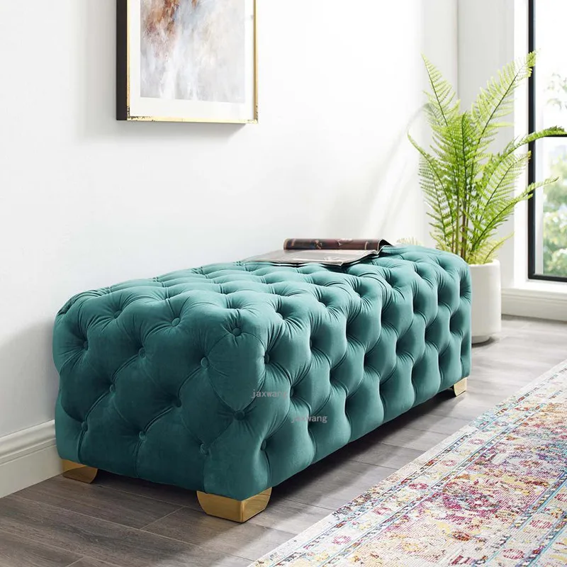 Nordic Fashion Living Room Sofa Home In Front of The Door Long Sofa Cushion Minimalist Modern Light Luxury Bedroom Velvet