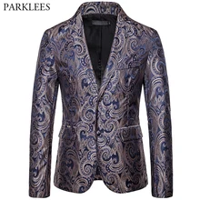Мужской костюм куртка Кешью цветочный дизайн две кнопки Досуг вечерние Мужской бейзер пиджак ночной клуб сценический для певца одежда костюмы