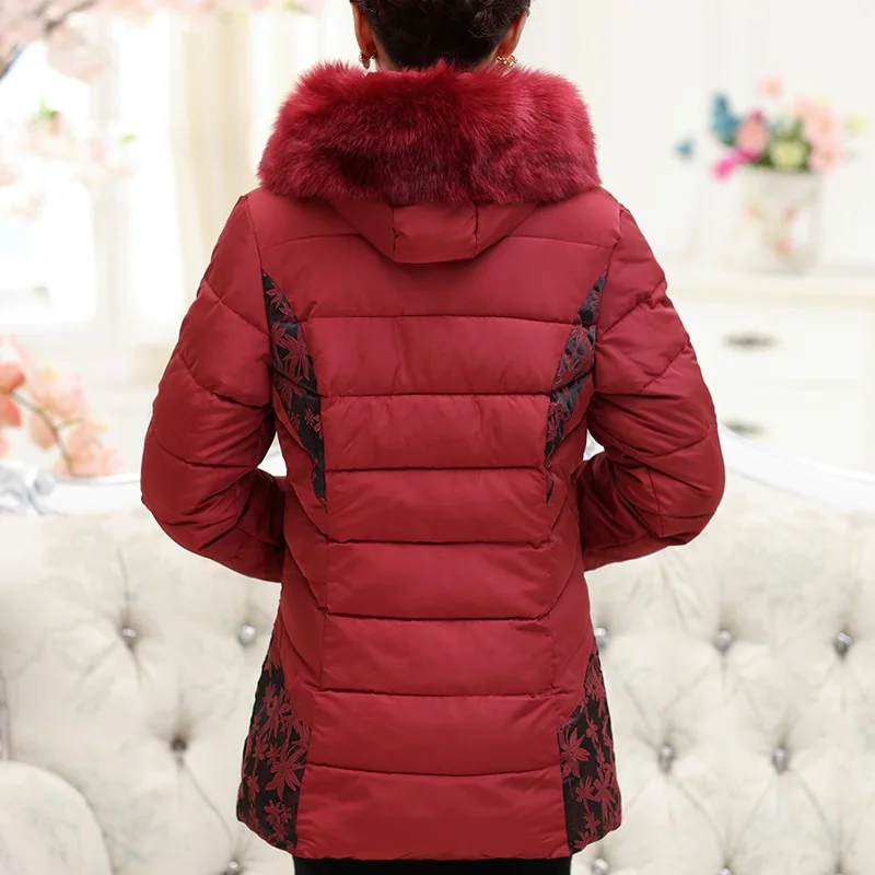 

Middle-aged WOMEN'S Apparels Winter Coat Thick Cotton-padded Clothes Plus-sized Middle-aged Women Dress Long Cotton Coat Elderly