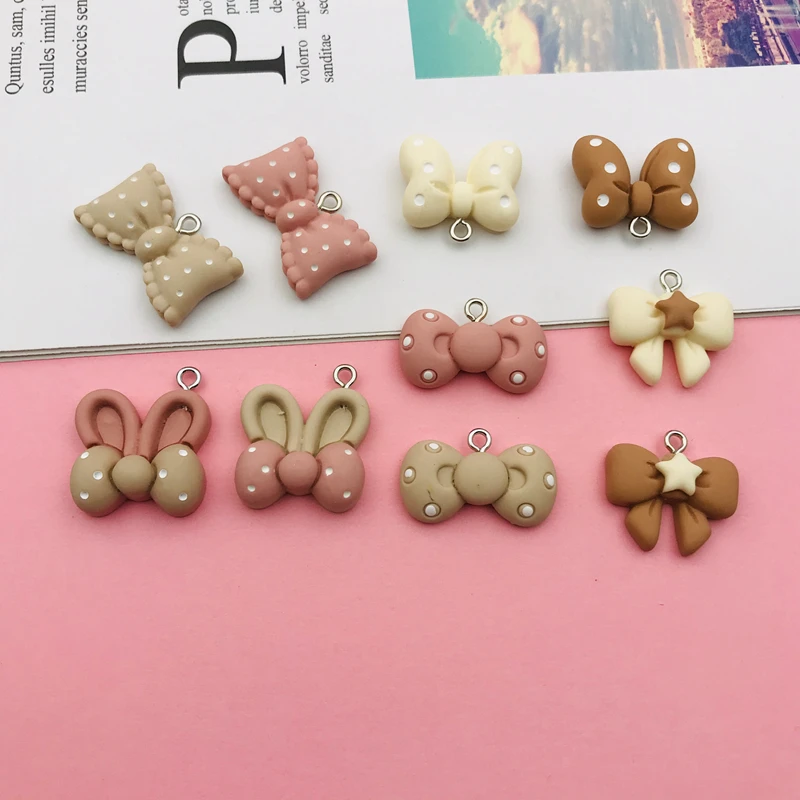 

10pcs Kawaii Hot Selling Cute Bow Charm for Earring Keychain Jewelry Accessory DIY Making