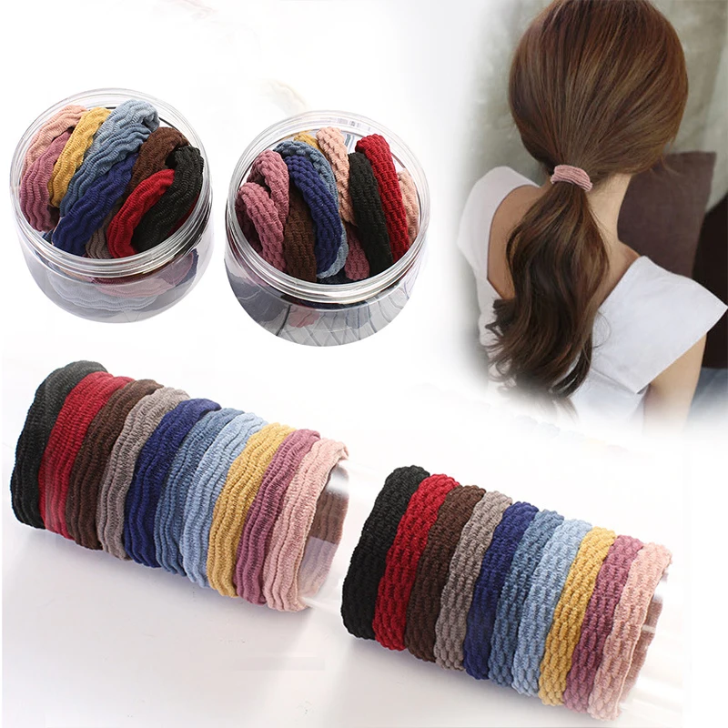 

20pcs/set Solid Basic Elastic Hair Bands Women Girls High Elastic Towel Rubber Band Headband Black Hair Holder Accessories