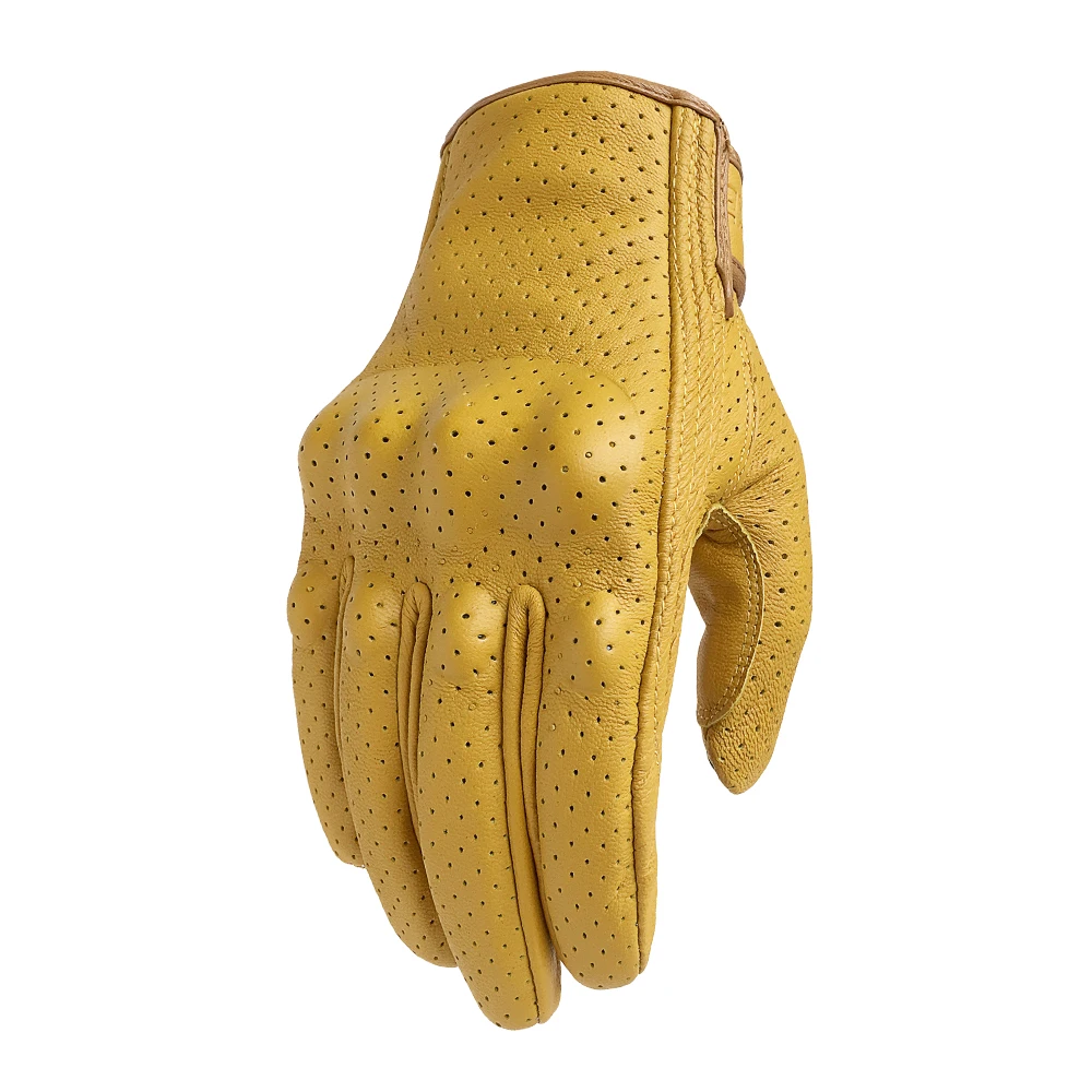 Новые Кожаные Мотоциклетные Перчатки с сенсорным экраном, желтые гоночные перчатки для велоспорта для мужчин и женщин, мотоциклетные перчатки из козьей кожи, мотоциклетные перчатки для езды на велосипеде