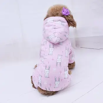 

Transer Cute Rabbit Print Windproof Warm Dog Jumpsuit Pet Dog Hoody Coat Puppy Clothes Tracksuit Four Legs Winter Apparel
