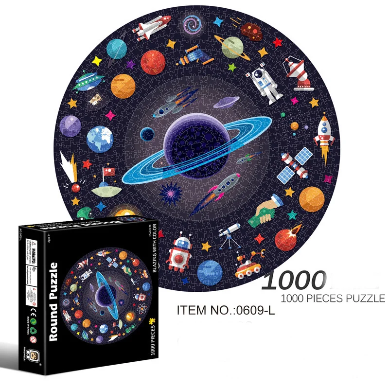 

High Quality! 1000Pcs/set Colorful Rainbow Earth Moon Football Space Round Adult DIY Educational Jigsaw Puzzle Toys