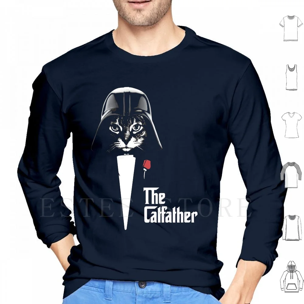 The Catfather Cat Felpe Con Cappuccio Manica Lunga The Godfather Darth Kitty Cat Jedi Cat Gangster Cat Cat Star Paws Star