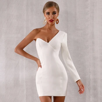 

2019 Mini Dress Sexy Celebrity Backless One-Shoulder Women Full Bandage Fashion Night Club Body con Party Dresses Wholesale