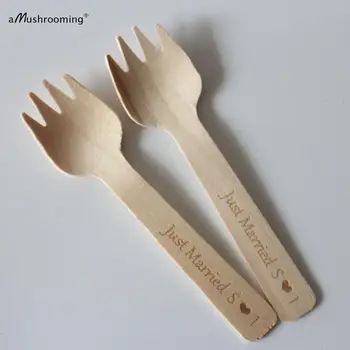 

Just Married Forks Wedding Party Sporks 120 Personalized Just Married Name Heart Wedding Favor Wedding Birdal Shower