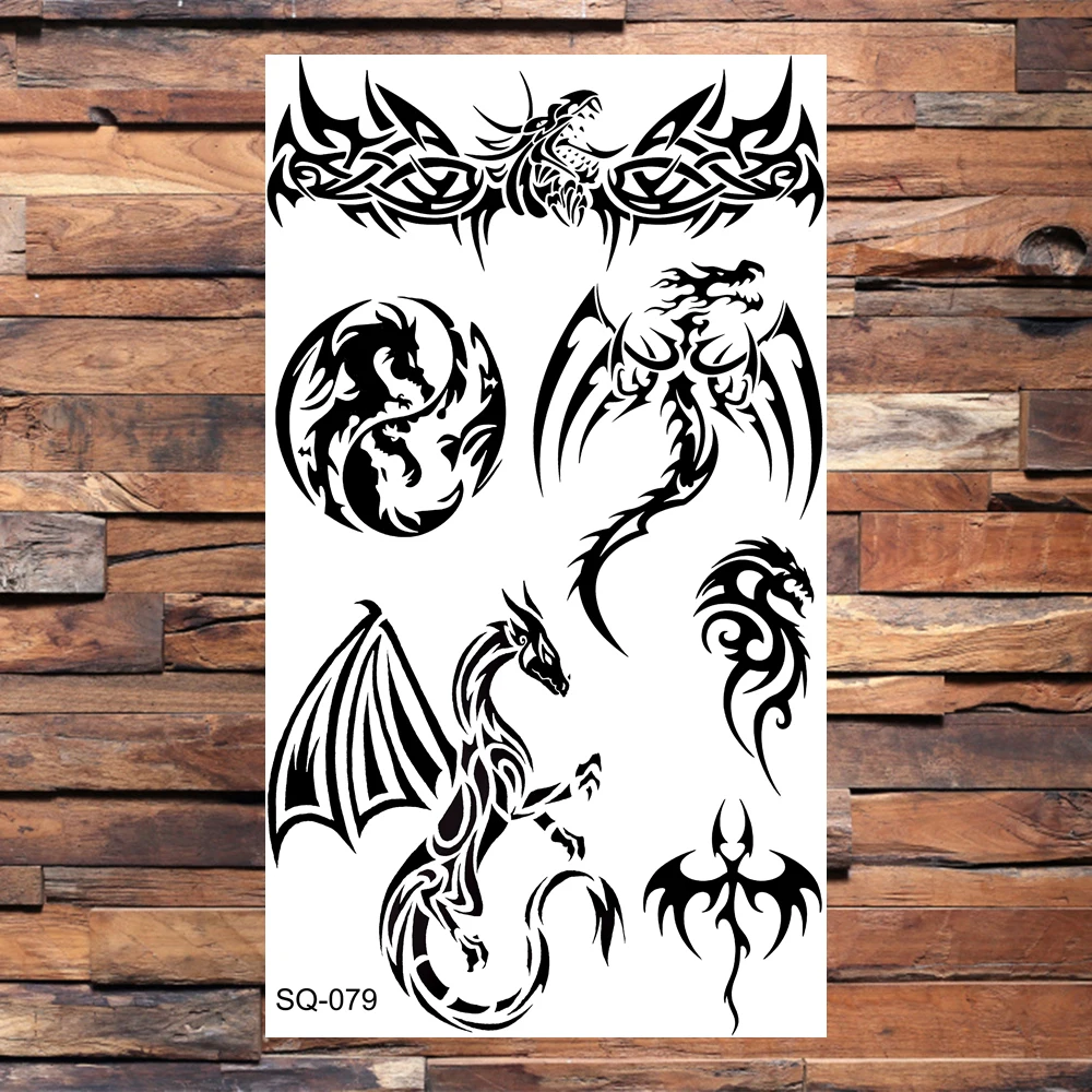 Black Scorpion Temporary Tattoos For Adults Men Realistic Dragon Wolf Tiger Thorns Fake Tattoo Sticker Hand Leg Tatoos Creative 6