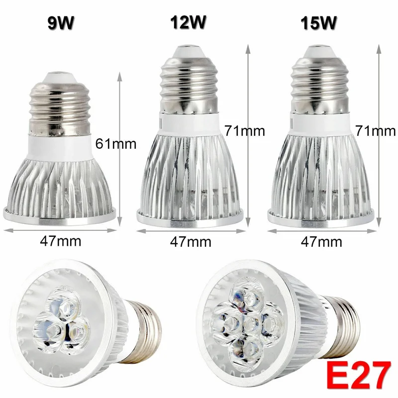 E27 AC 220V Светодиодный светильник 9 Вт 12 Вт 15 Вт GU10 MR16 E27 E14 Светодиодный светильник 85-265 в светильник точечной подсветки регулируемый теплый/нейтральный/холодный белый Светодиодный светильник 110 В 220 В - Испускаемый цвет: E27 AC 220V