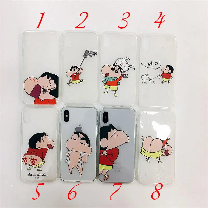

Cute cartoon funny pattern Crayon Shin-chan phone case For iPhone 8 7 6 6S Plus XR XS MAX animal puppy clear soft TPU back cover