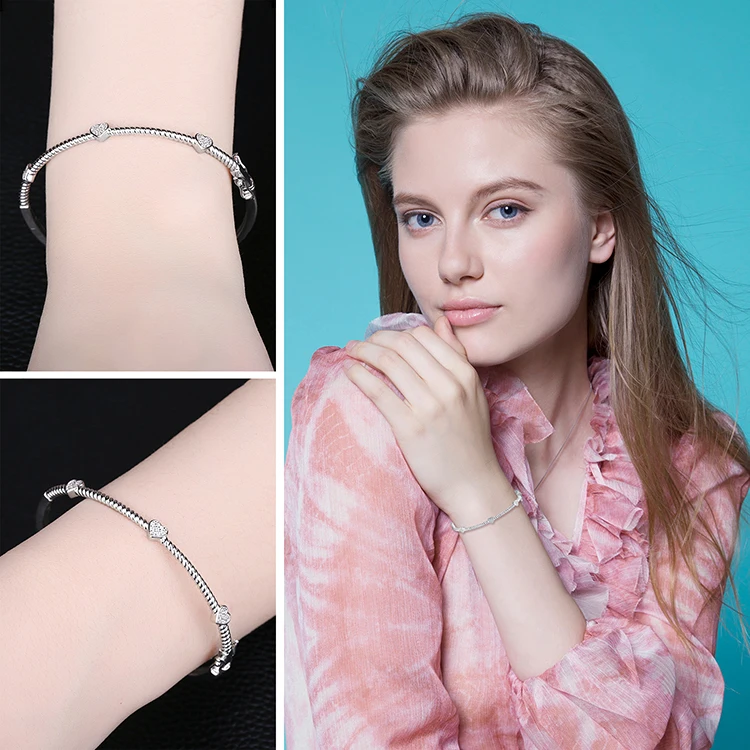 Jewelrypalace веревки Дизайн 0.1ct фианит сердце любовь браслет Браслеты S925 стерлингового серебра Романтический ювелирные изделия Украшения