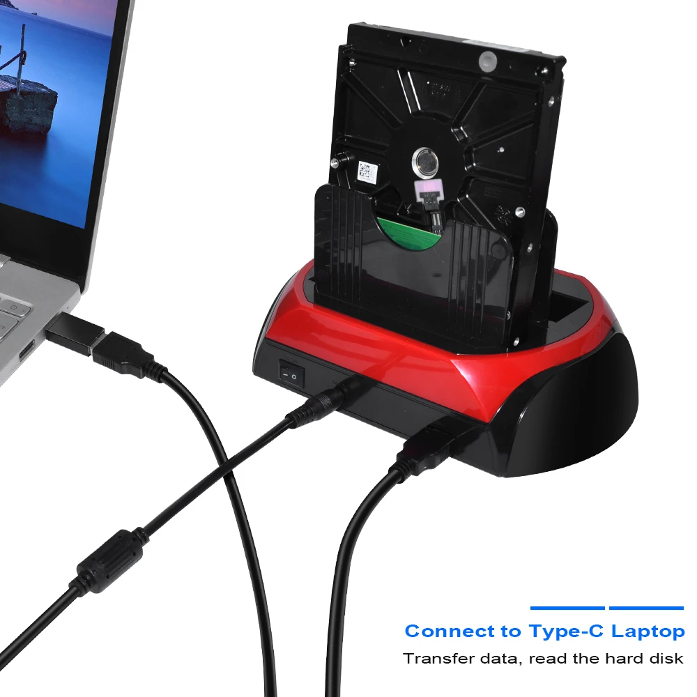 External Hard Drive Case 3.5 Inch USB 2.0/Type C to 2 SATA 2.5'' 3.5'' IDE HDD Support 2TB For Notebook Laptop