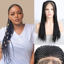Харизма 13X6 коробка Плетеный парик термостойкие волосы синтетический парик на кружеве с детскими волосами черные парики для женщин