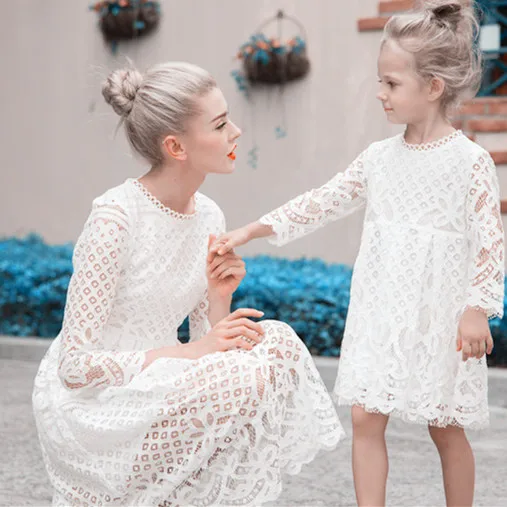 White Весна, кружевное платье для мамы и дочки, семейное свадебное платье, платья для мамы и дочки, свадебная одежда «Мама и я» - Color: White