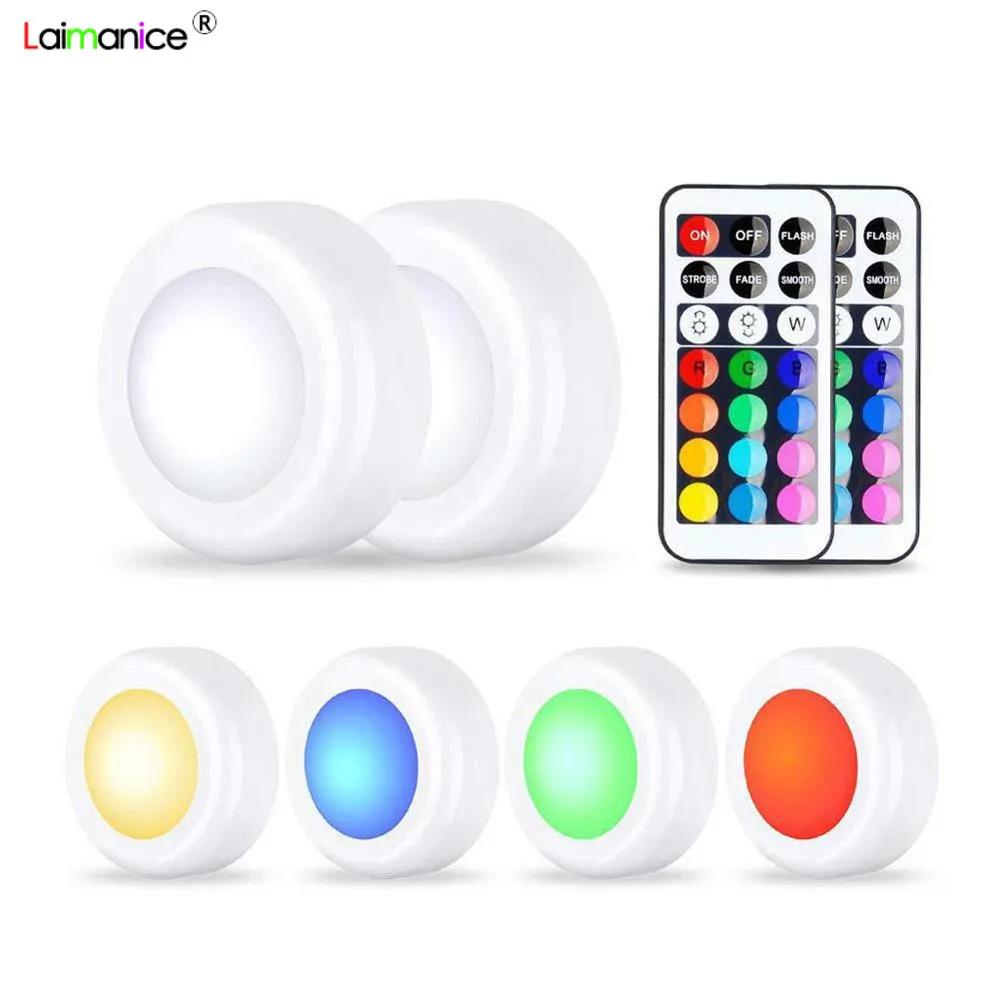 

Wireless LED Puck Lights RGB 12 Colors Dimmable Touch Sensor led Under Cabinet Light For Close Wardrobe Stair Hallway Night lamp