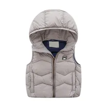 Осень и зима стиль детская одежда для мальчиков блуза с молнией с капюшоном Средний-маленький детей толстый стеганый жилет для мальчика