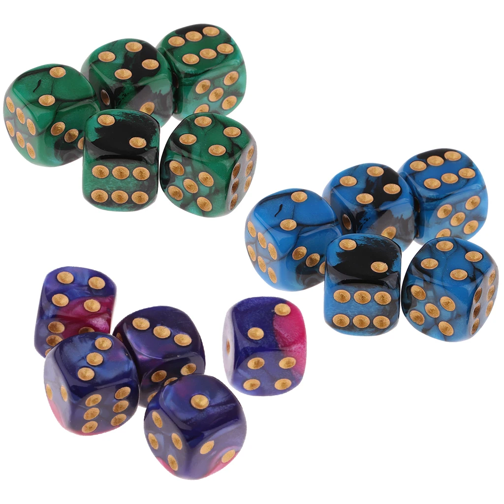 5pcs 6-sided Game Dice Set Party Game Dice Six Sided Dice 16mm Square Corne for Family Travel Play Set Toys
