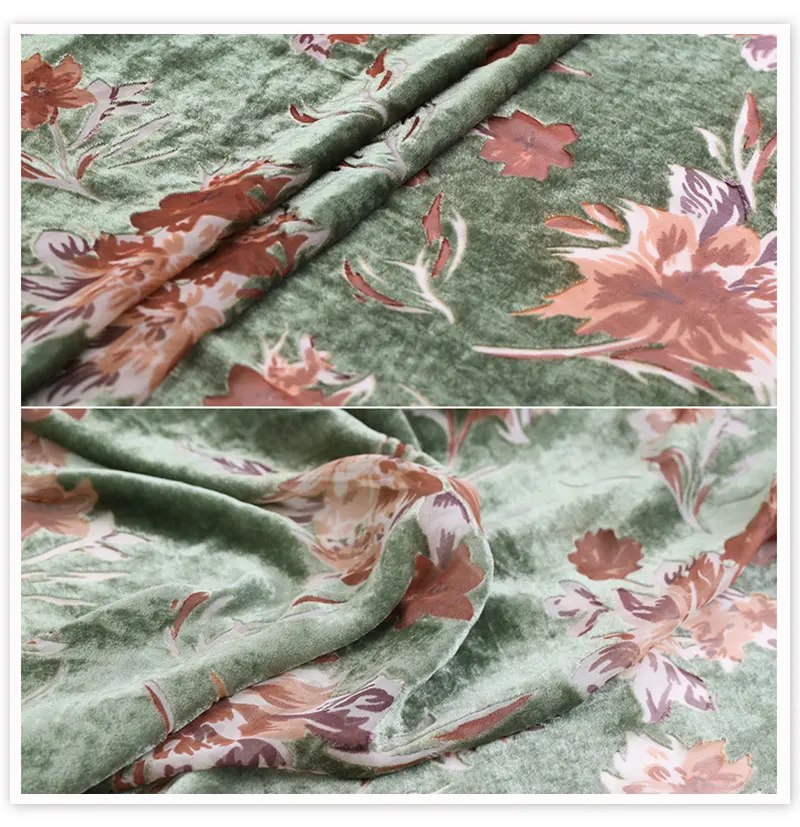 Осень весна роскошный стиль с цветочным принтом выгорания шелковый бархат ткань для платья рубашка тела manualidaddes tissu SP5896