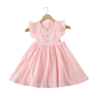 

Children Casual Dress Summer Girls Flying Sleeve Pink Clothes Party Dress Kids girls Princess Dress