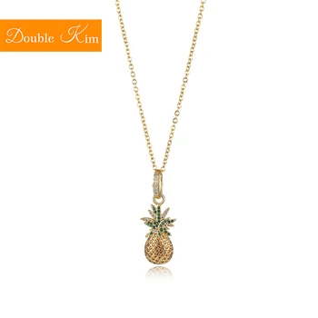 

Pineapple Micro Zircon Pendant Copper Plating Necklace Gold Color Chain Necklaces Trendy Women Jewelry Gift