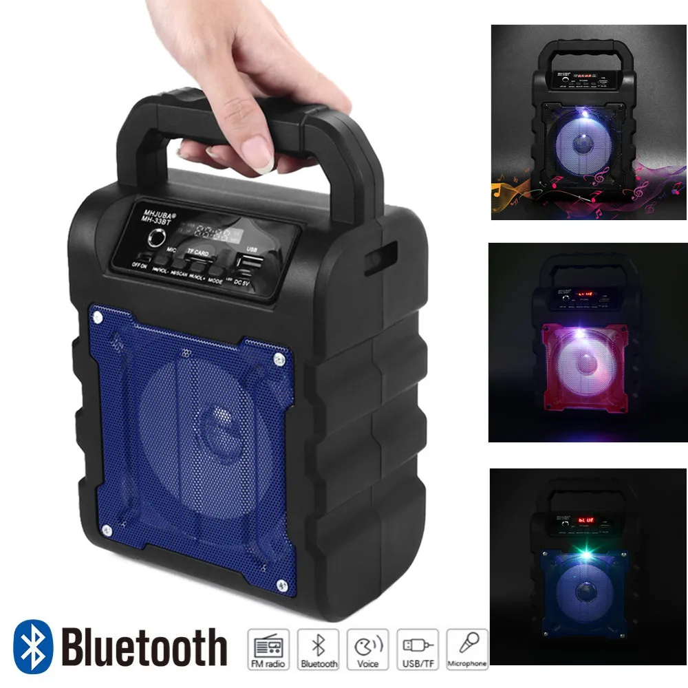 Большой размер Bluetooth динамик беспроводная звуковая система бас стерео с светодиодный светильник Поддержка TF карта fm-радио для спорта на открытом воздухе путешествия
