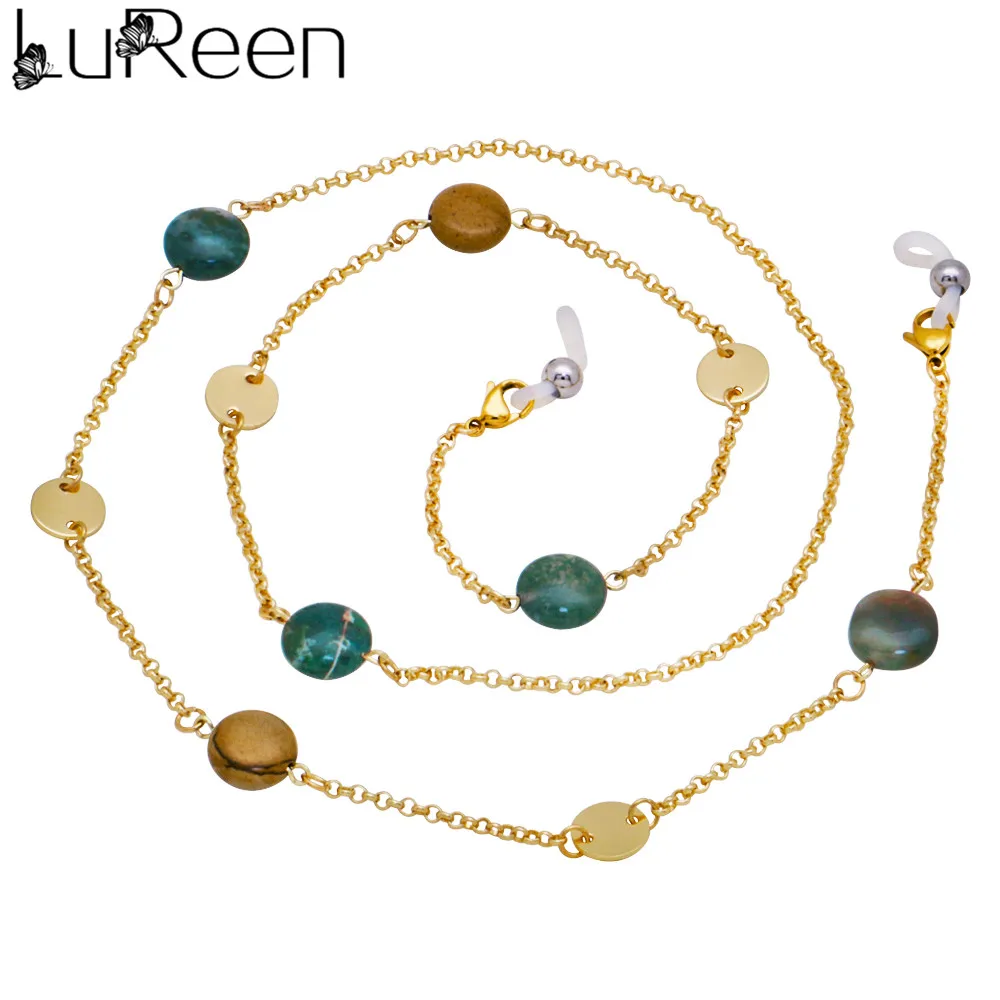 Lureen модное разноцветное круглое каменное ожерелье с бусинами, очки для чтения, простой держатель, ремешки, аксессуары для очков