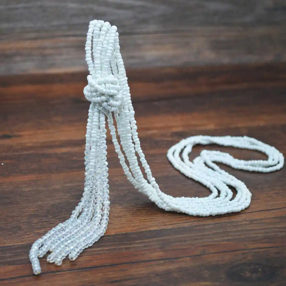 Fashion Bohemian color bead multi layer bead necklace women's long tassel crystal sweater chain