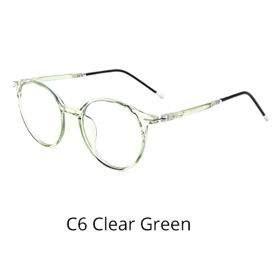 C6 Clear Green Ralferty, женские очки, компьютерный синий светильник, очки TR90, круглая оправа для оптических линз, Женский нулевой диоптрий K58016 - Цвет оправы: C6 Clear Green