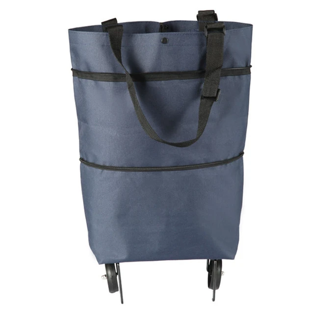 Folding Storage Bag High Capacity Shopping Food Organizer Trolley Bag On Wheels Bags Portable Shopping Bags Buy Vegetables Bags Navy B
