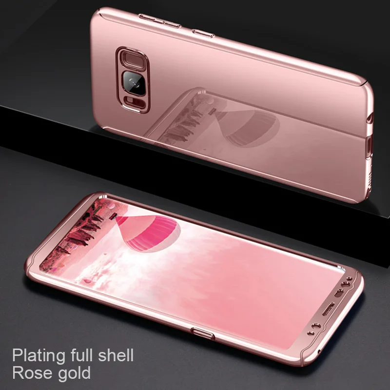 

360 Full Degree Shockproof Phone Case for Samsung Galaxy S8 S9 Plus Plating Mirror Back Cover Phone Protective Cover Shell Cases