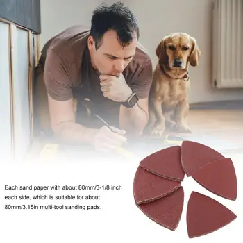 

60PCS Oscillating Saw Triangle Sandpaper Hook Loop Sandpaper Disc Abrasive Fit For 3-1/8 Inch Oscillating Multitool Sanding Pad