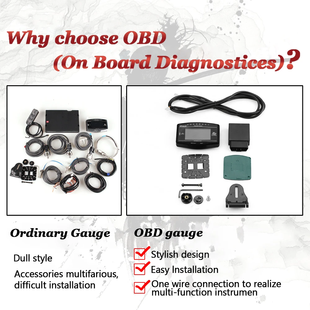 Универсальный OBD2 Hud Дисплей OBD Ii Цифровой автомобиль 6 в 1 Тахометр Температура воды скорость ODO часы поездки Defi метр Калибр